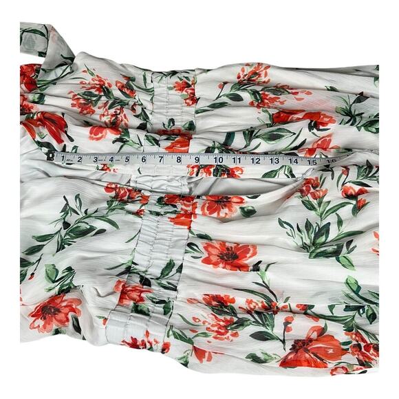 Calvin Klein Floral Print A-Line Halter Dress Chiffon Smocked Waist Tie at Back - Picture 13 of 14